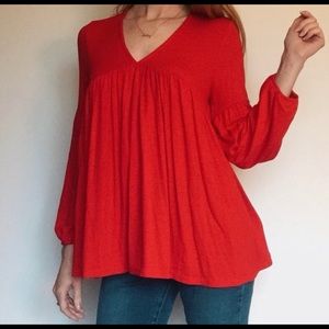 Anthropologie Eri+Ali Red Swing Top-XS